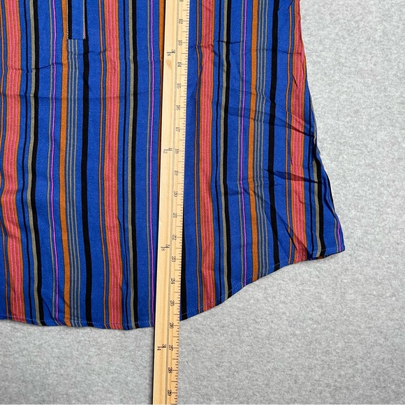 Allison Joy Shirt Womens Small Blue Cotton Striped Tunic Blouse Long Sleeve - Picture 9 of 12